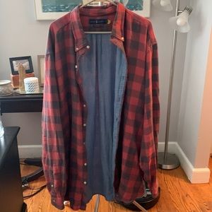 Ralph Lauren Big and Tall Red and Black Plaid Casual Button Down Shirt